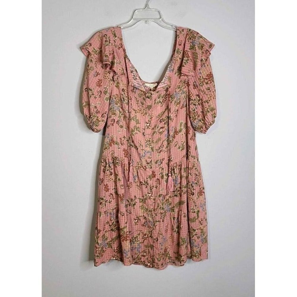 New Easel Boho Floral Button Front Tiered Ruffled Bottom Cottagecore Dress Sz Sm